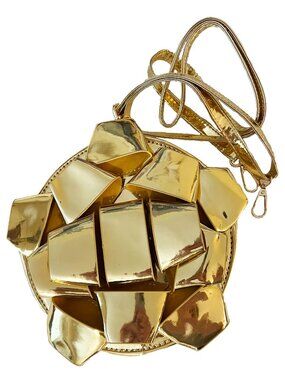 Metallic Gold Christmas Holiday Present Bow Purse Crossbody Detachable Strap